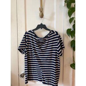Old Navy 2X – large, dark, blue and white striped shirt